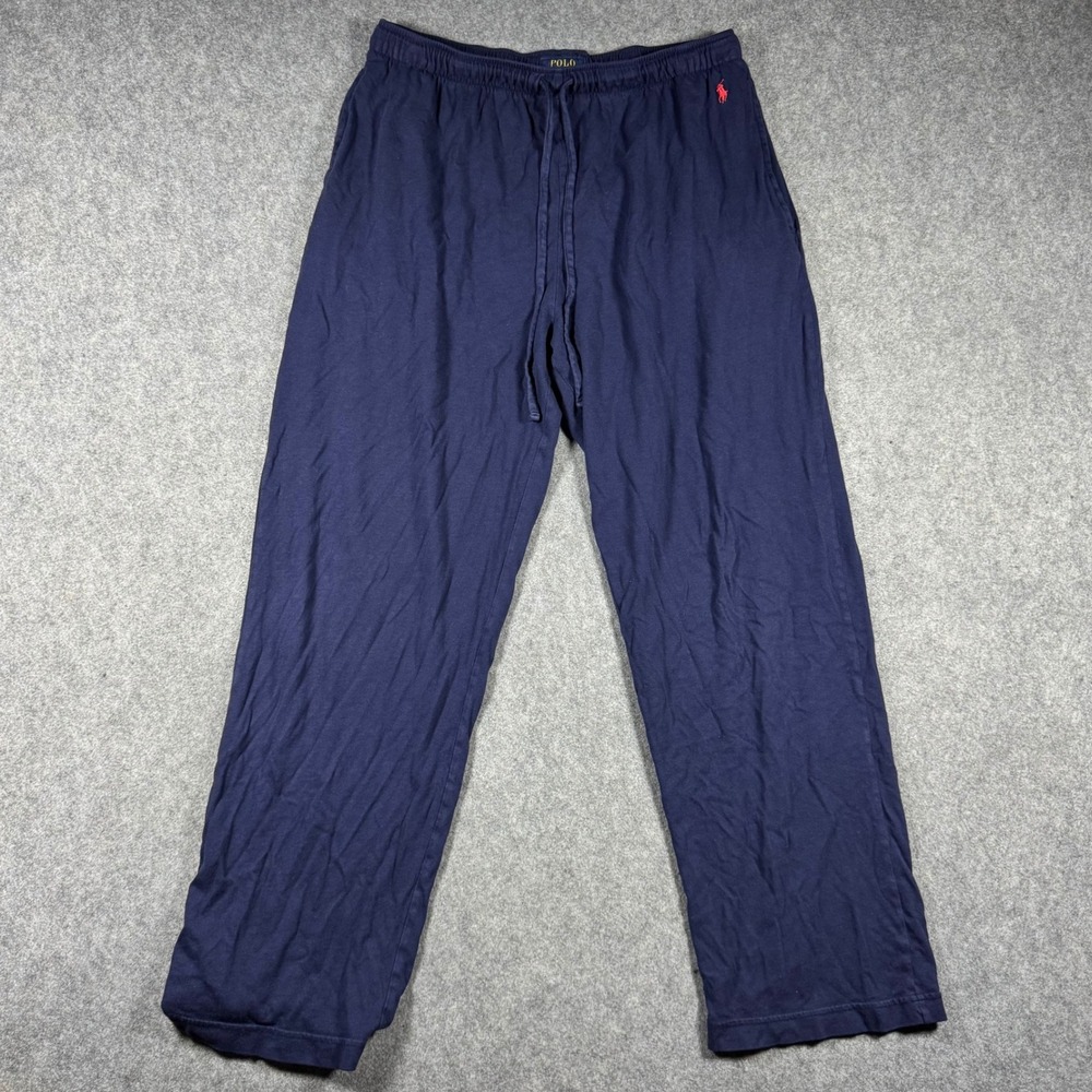 Polo Ralph Lauren Mens Navy Blue Knit Lounge Pajama Pants Red Pony Logo Small